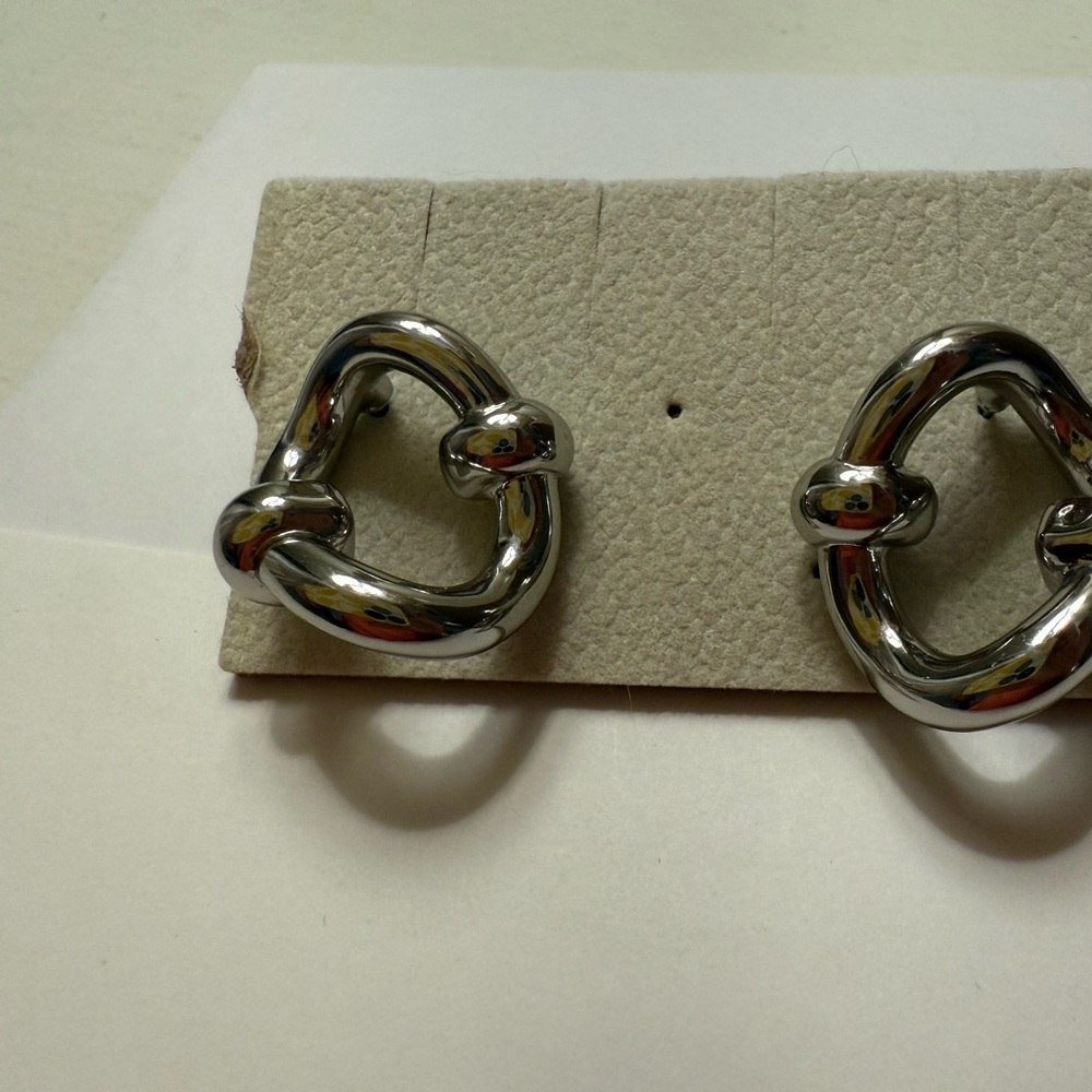 Elegant Anthropology Silver Knot Earrings